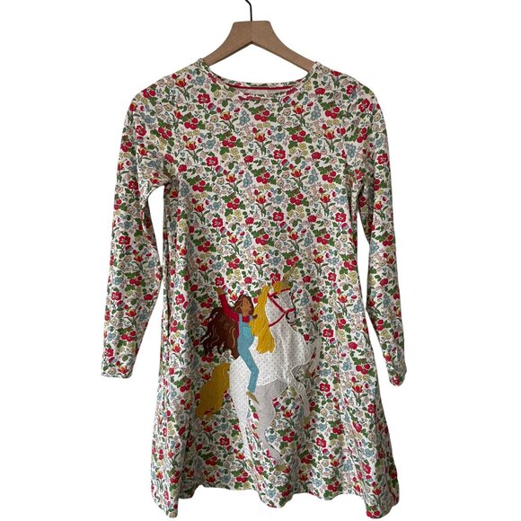 Mini Boden Girls Unicorn Floral Berry Printed Dress